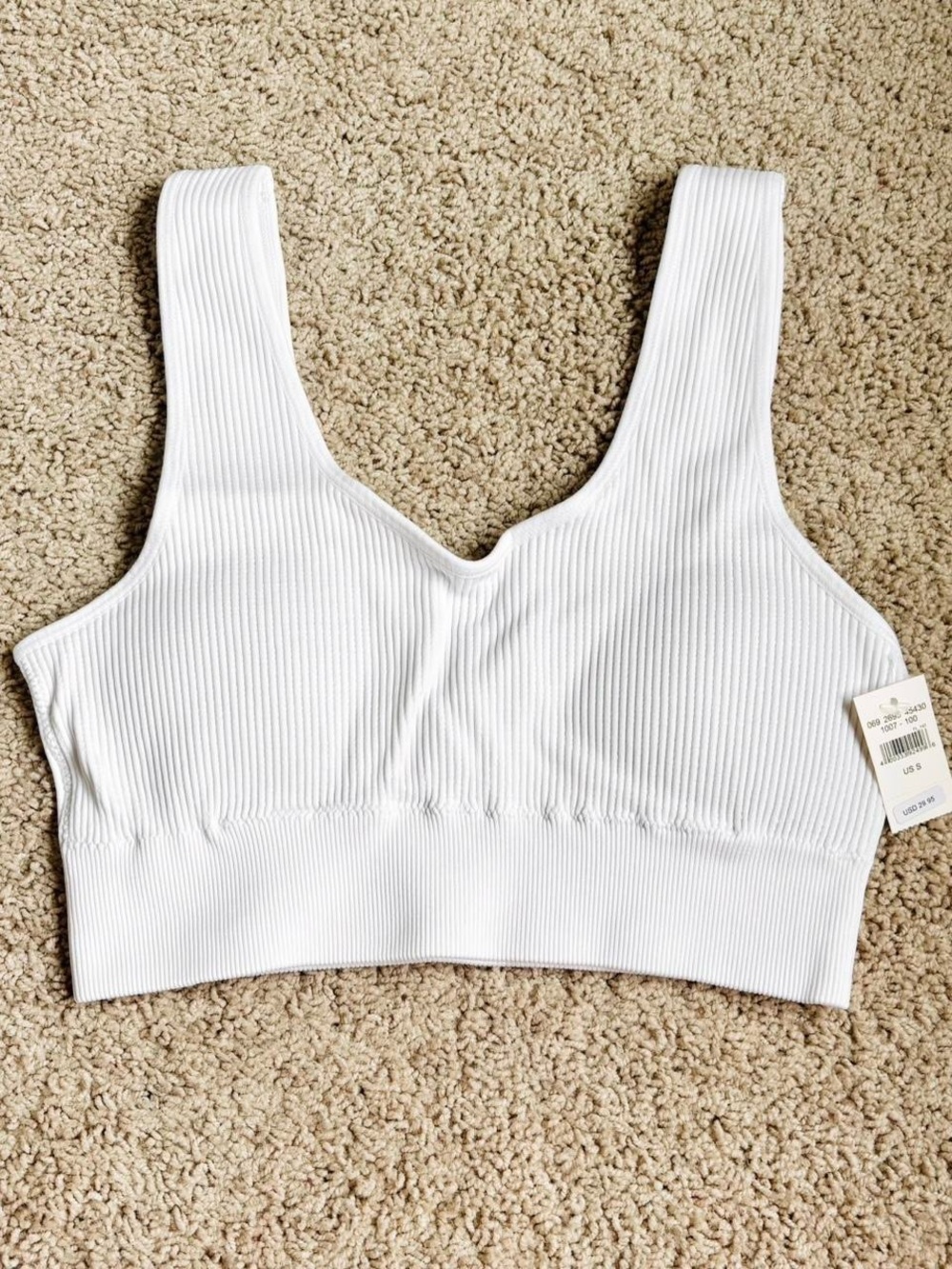american eagle aerie white ribbed scoop neck wireless lounge sports bra